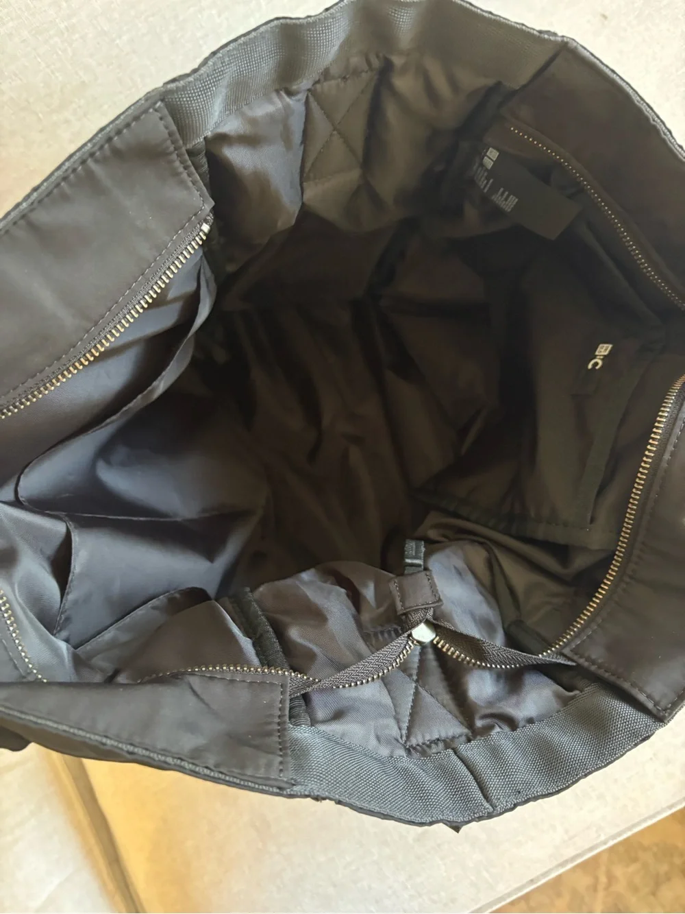 Uniqlo C Black Puffer Tote Bag with Crossbody Strap
